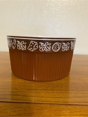 Nordic Ware Brown and White Ceramic Mixing Bowl with Decorative Border